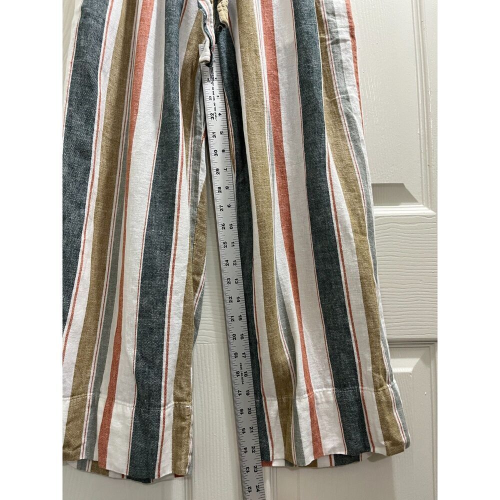 Madewell Tie-Waist Huston Pull-On Crop Pants Size Small in Stripe Linen Blend - Picture 9 of 12